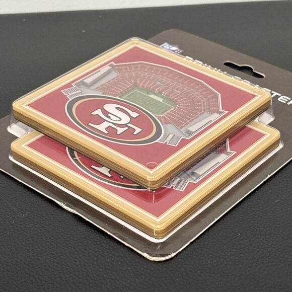NFL SF SAN FRANCISCO 49ers 3D Stadium Replicas Drink Coasters Set Of 2 - Picture 2 of 4